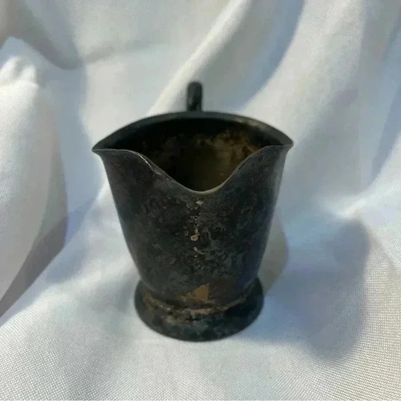 Vintage Victor S. Co. 6oz Smoldered Distressed Silver Creamer Pitcher - Picture 3 of 5